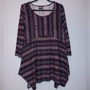 Cal Style Elegant Patterned‎ Top Tunic M